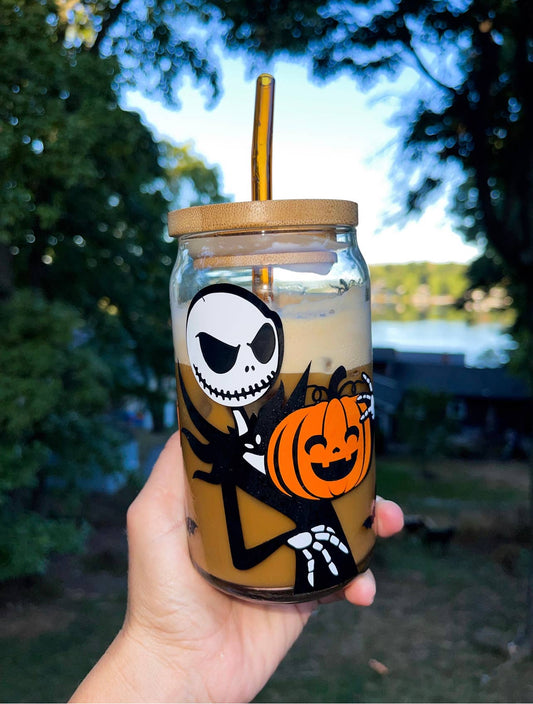 Jack Skellington Beer Can Glass, Halloween Beer Can Glass